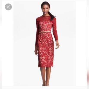 Maggy London Red and Cream Dress